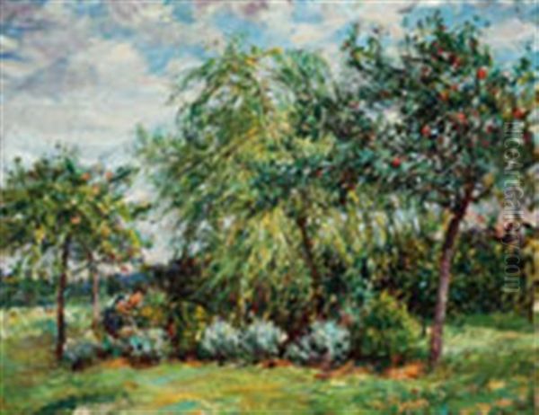 Garden Of Apple Trees Oil Painting by Mark William Fisher