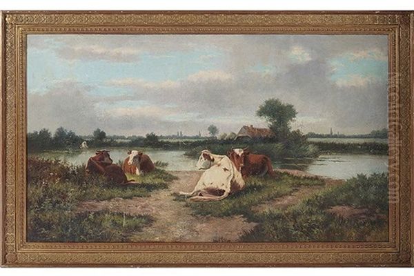 Resting Cattle Oil Painting by Mark William Fisher