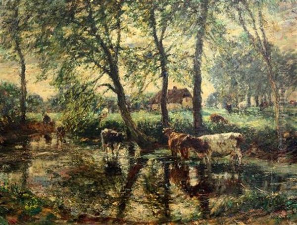 Cattle Watering, Wilmington Pond by Mark William Fisher