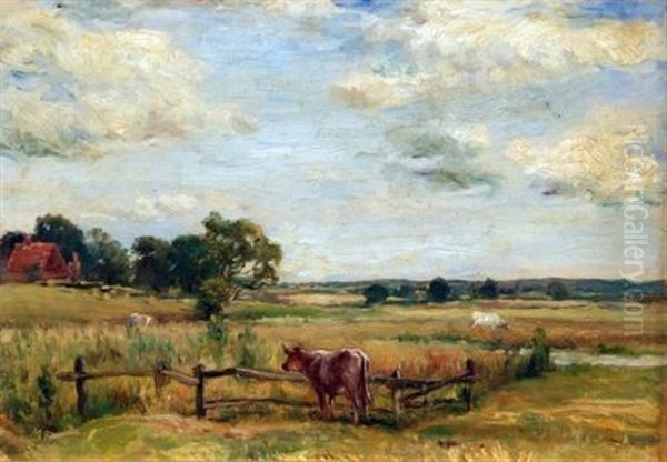 Landscape With Cattle Oil Painting by Mark William Fisher