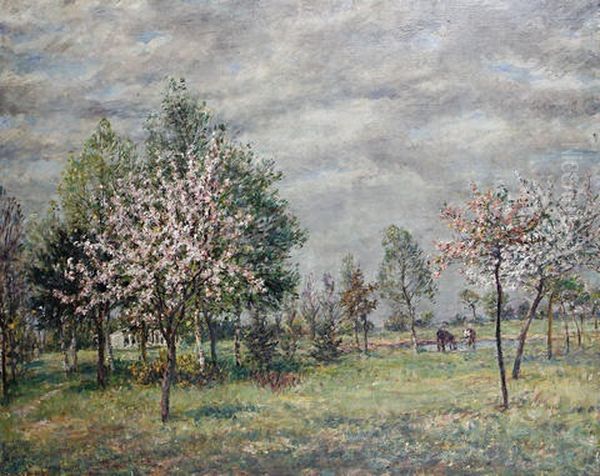 Cattle Watering By Cherry Trees by Mark William Fisher