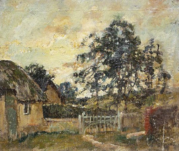 Country Cottage, Longstock Oil Painting by Mark William Fisher