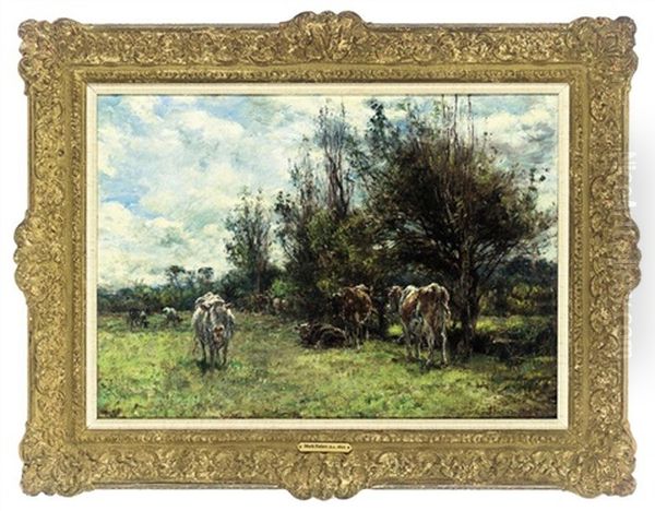 Cattle Grazing Oil Painting by Mark William Fisher