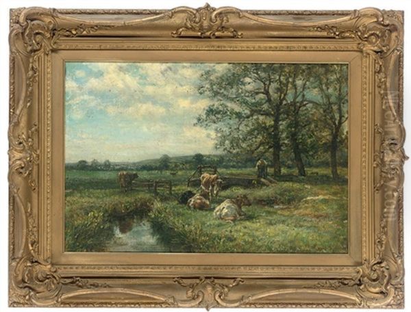 Cattle By The Stream Oil Painting by Mark William Fisher