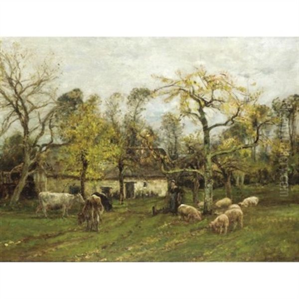 A Sussex Farmstead Oil Painting by Mark William Fisher