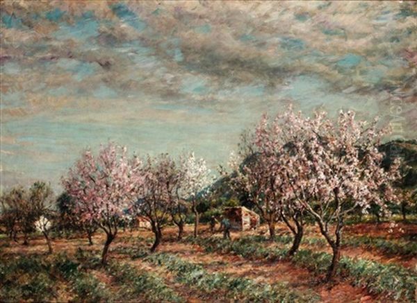 Almond Blossom And Artichokes Oil Painting by Mark William Fisher