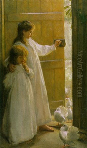 The Sisters Oil Painting by P(ercy) Harland Fisher