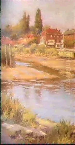 The Thames At Brentford Oil Painting by P(ercy) Harland Fisher