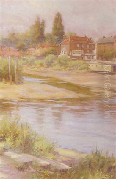 The Thames At Brentford Oil Painting by P(ercy) Harland Fisher