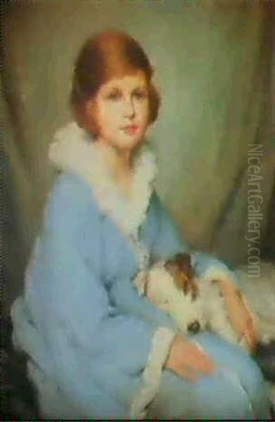 Her Favourite Pet Oil Painting by P(ercy) Harland Fisher