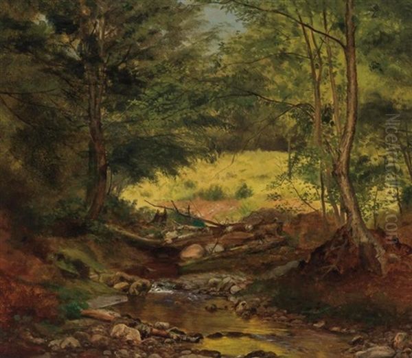 Landscape With Trees And Stream Oil Painting by John Lee Fitch