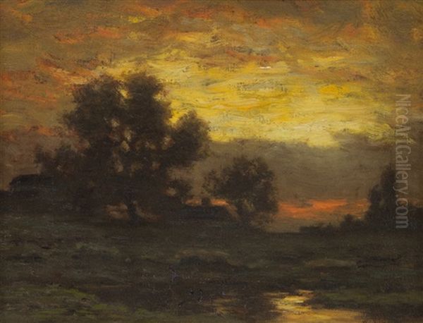 Untitled (landscape At Sunset) Oil Painting by William Crothers Fitler