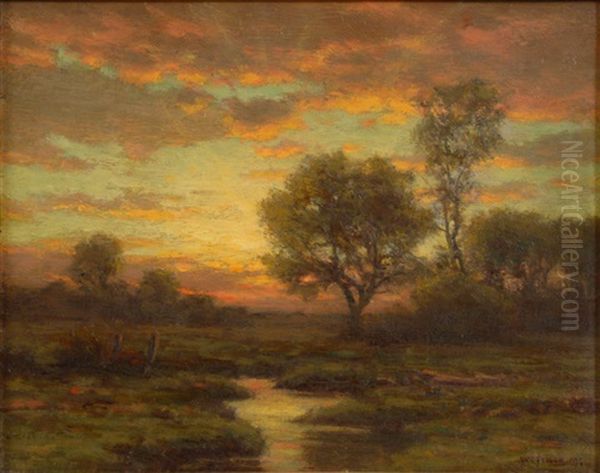 Sunset Scene Oil Painting by William Crothers Fitler