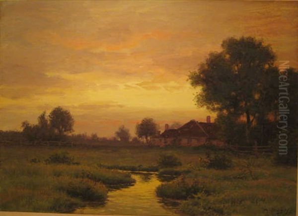 Cottage By Stream Oil Painting by William Crothers Fitler