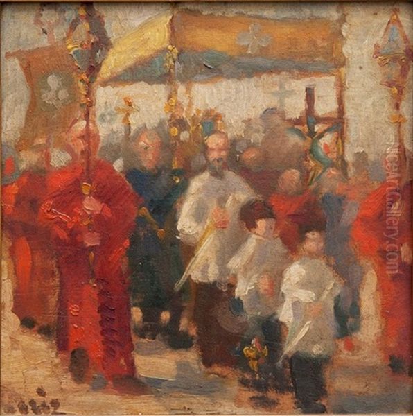 La Procession Oil Painting by Arturo Fittke