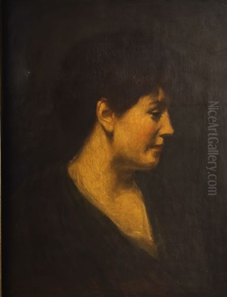 Portrait Of Beauty In Profile Oil Painting by Benjamin Rutherford Fitz