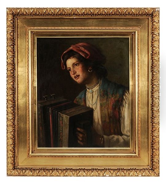 A Little Minstrel Oil Painting by Benjamin Rutherford Fitz