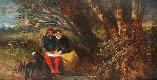 Faust And Marguarite Oil Painting by John Anster Fitzgerald