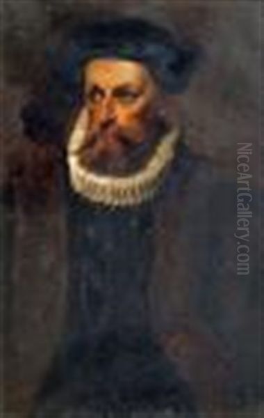 Portrait Of A Gentleman Seated Half-length In Elizabethan Dress Oil Painting by John Anster Fitzgerald