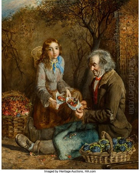 The Flower Seller And His Daughter Oil Painting by John Anster Fitzgerald