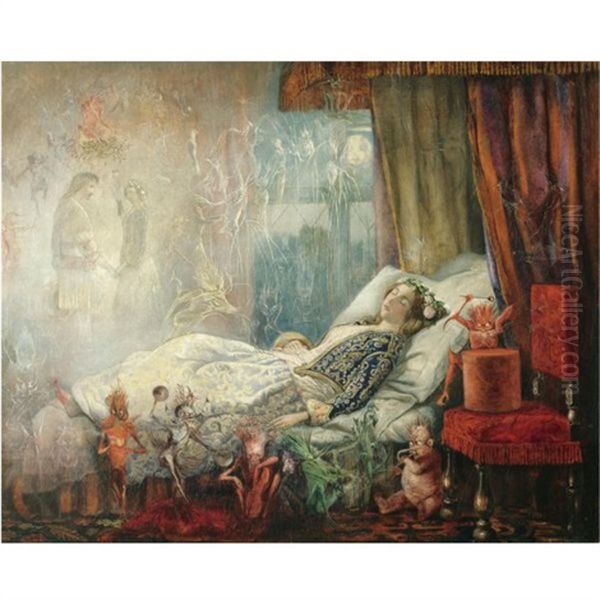 The Dream After The Masked Ball (the Stuff Dreams Are Made Of) Oil Painting by John Anster Fitzgerald