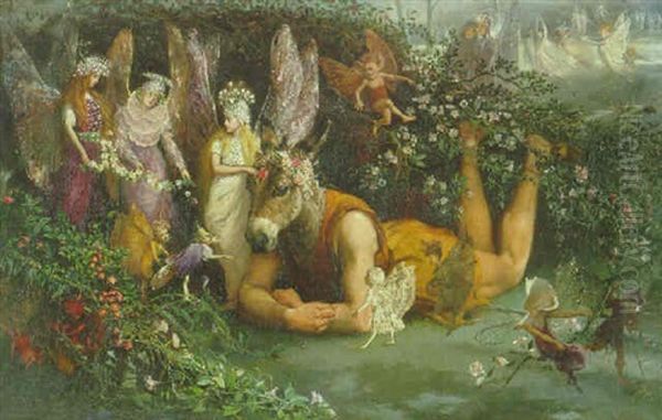 Titania And Bottom: Scene From A Midsummer-night's Dream Oil Painting by John Anster Fitzgerald