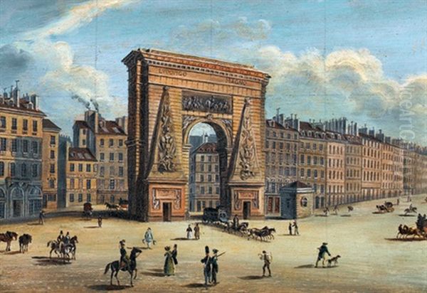 Die Porte Saint-martin In Paris (+ Die Porte Saint-denis In Paris; Pair) Oil Painting by Johann Ulrich Fitzi