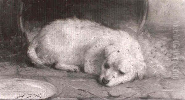 A Sleeping Puppy Oil Painting by John Fitzmarshall