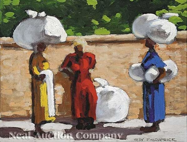 Wash Women Oil Painting by John Kelly Fitzpatrick