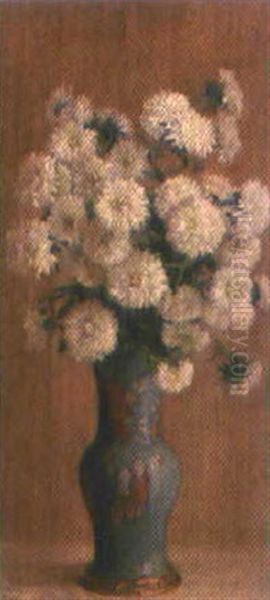 Bouquet De Chrysanthemes Au Vase Japonisant by Pierre Felix Fix-Masseau