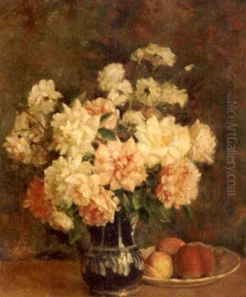 Still Life With Roses Oil Painting by Pierre Felix Fix-Masseau