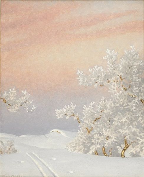 Rimfrost (storlien) Oil Painting by Gustaf Fjaestad