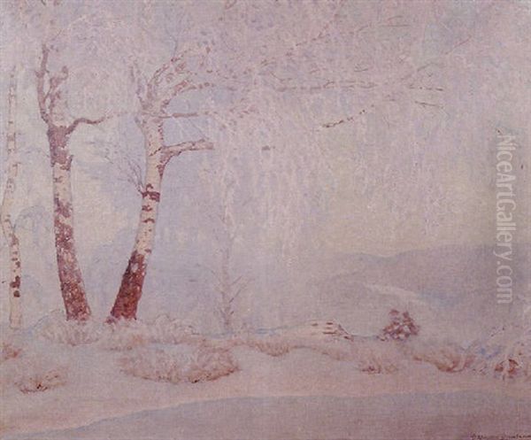 Winter Forest Landscape Oil Painting by Gustaf Fjaestad