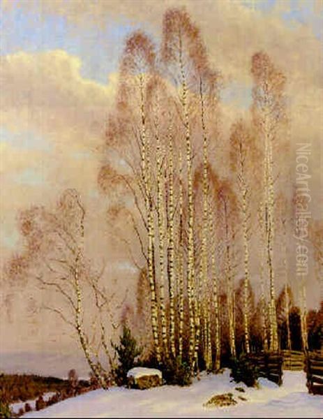 Tidig Var Oil Painting by Gustaf Fjaestad