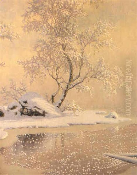 Rimfrost Oil Painting by Gustaf Fjaestad