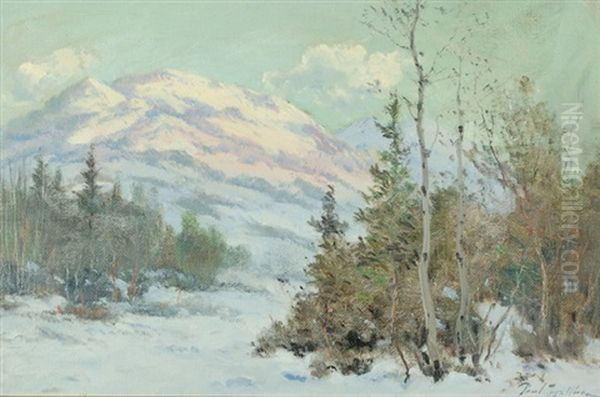 Utah Mountain Landscape In Winter Oil Painting by Paul Fjellboe