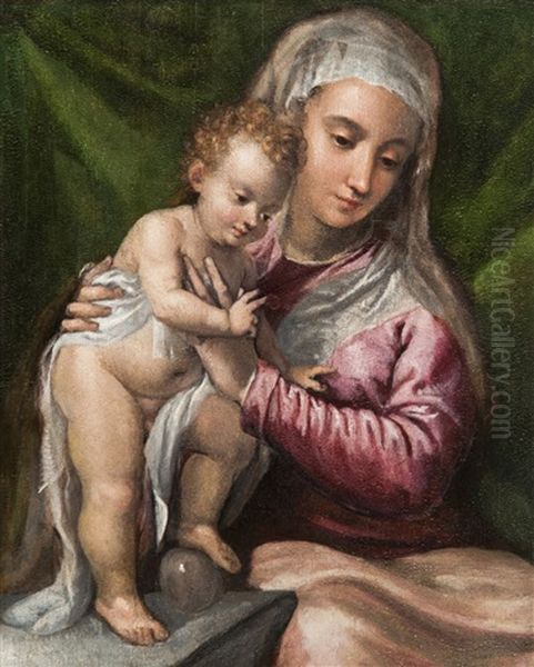 Madonna Col Bambino Oil Painting by Orlando Flacco