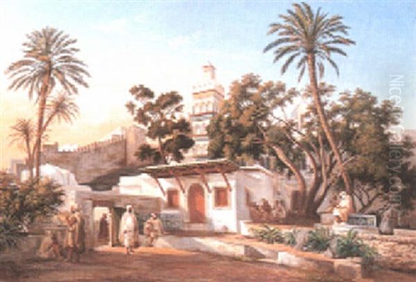 Mosquee De Sidi Abder Rahman A Alger Oil Painting by Gregoire Isidore Flacheron