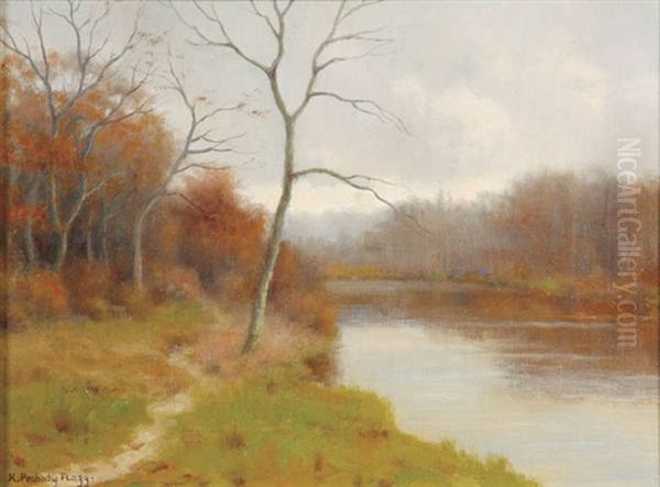 River Landscape Oil Painting by H. Peabody Flagg