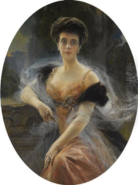 Portrait Of Grand Duchess Elena Vladimirovna Of Russia by Francois Flameng