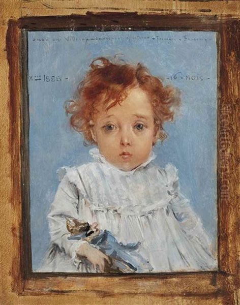 Portrait De Petite Fille Oil Painting by Francois Flameng