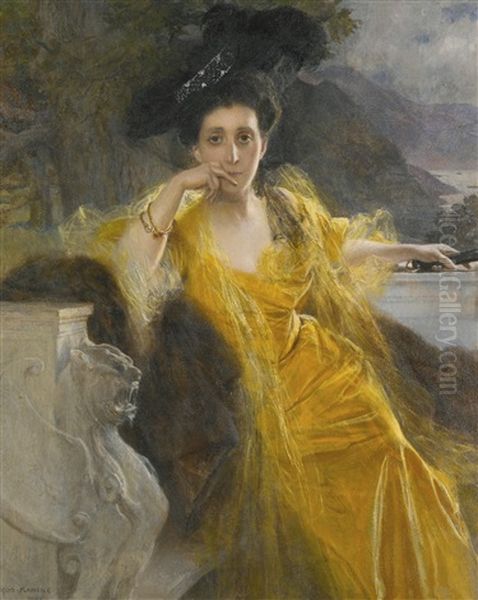 Mme Marie-louise Fould, Nee Heine by Francois Flameng