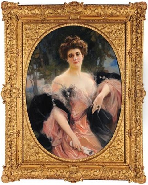 Portrait De La Princesse Obolensky Oil Painting by Francois Flameng