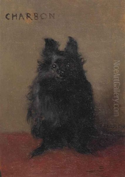 Charbon: Portrait Of A Dog Oil Painting by Francois Flameng