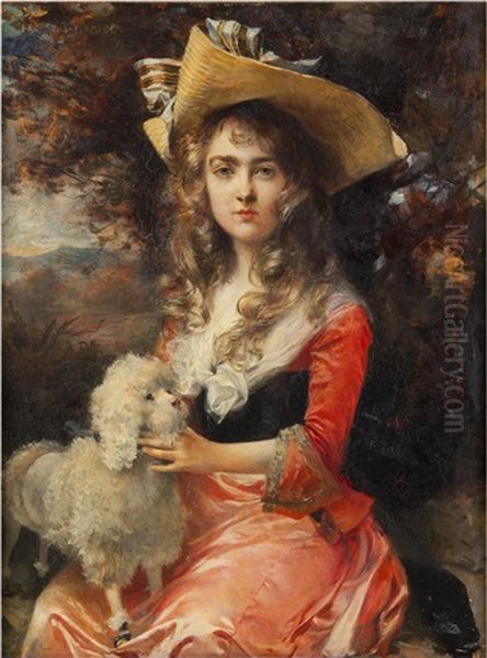 A Portrait Of Madame Max Decougis Oil Painting by Francois Flameng