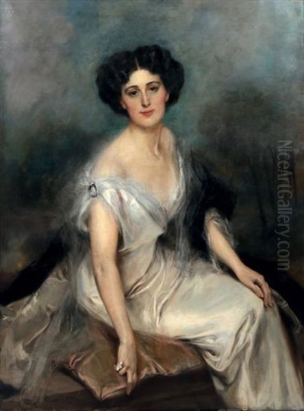 Portrait De Madame De Marenches Oil Painting by Francois Flameng