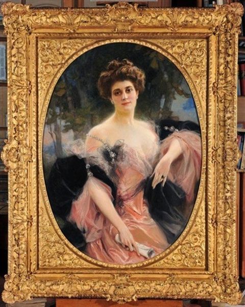 Portrait De La Princesse Obolensky Oil Painting by Francois Flameng