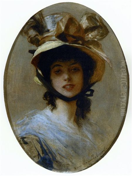 Elegante Au Chapeau Oil Painting by Francois Flameng