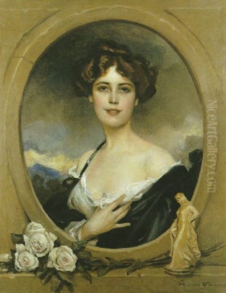 Portrait D'une Femme (lanthelme?) Oil Painting by Francois Flameng