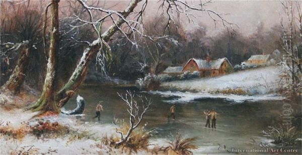 On The Ice Oil Painting by Thomas Reginald Attwood